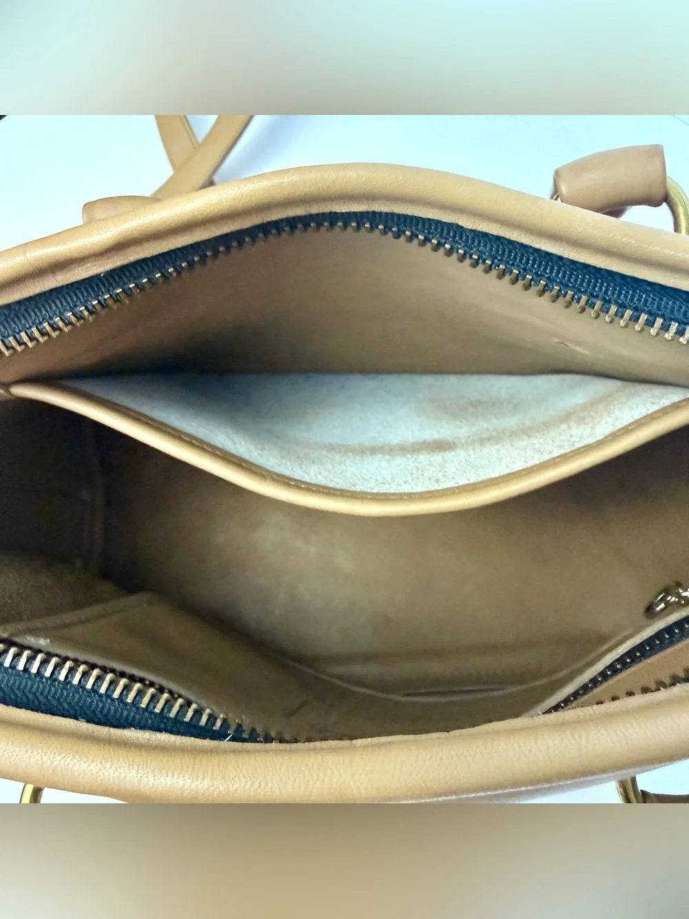 Vintage Coach Baxter Stone Light Tan Leather Satchel Doctor Bag Purse Crossbody